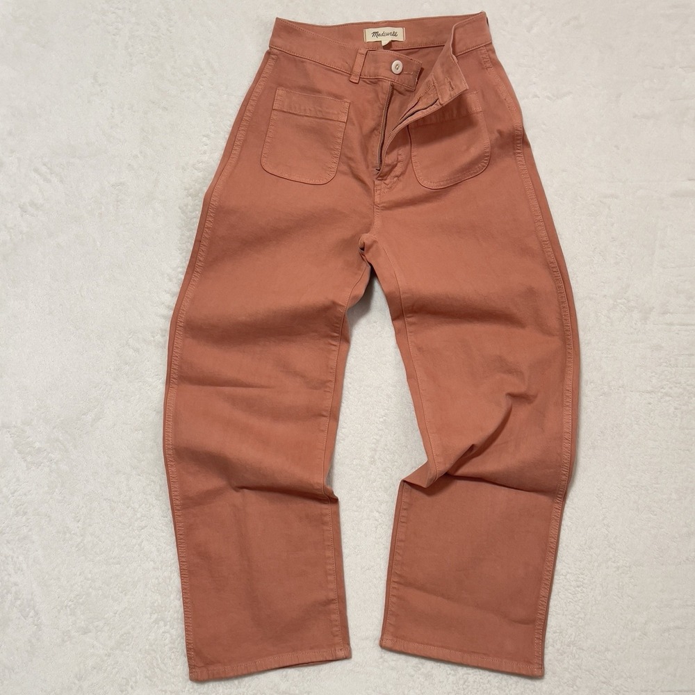 Madewell Women Vintage Fit Emmett 2.0 Wide Leg Crop Dried Rose Pink Pants Sz 25
